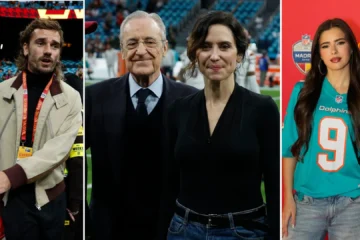 Pasarela de personalidades en el partido de la NFL del Santiago Bernabéu: Zidane, Ayuso, Griezmann, Mar Lucas, Almeida…