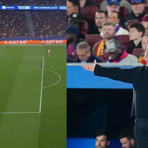 Indignación en el Barça con la posible mano de Pubill: «Es de segunda amarilla y penalti, no puedo creerlo»